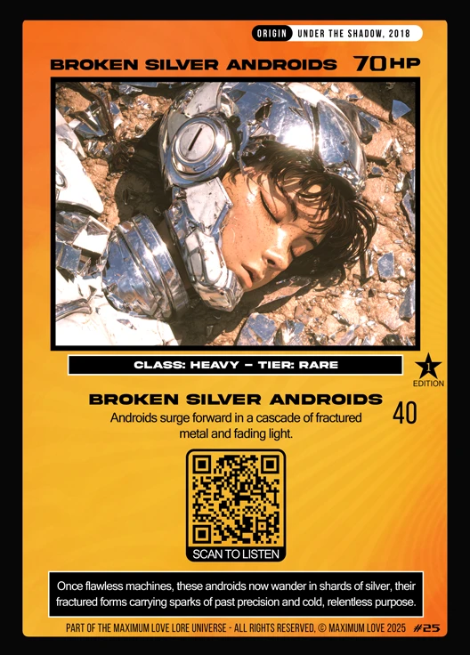 Broken Silver Androids trading card